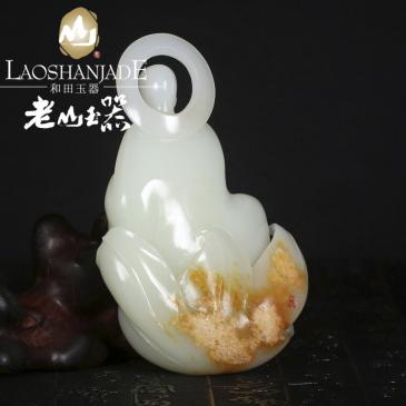 老山玉器 陶虎大師作品 和田玉白玉籽料擺...