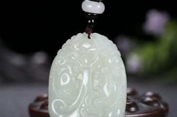 老山玉器 新疆和田玉鯉魚(yú)躍龍門(mén)掛件